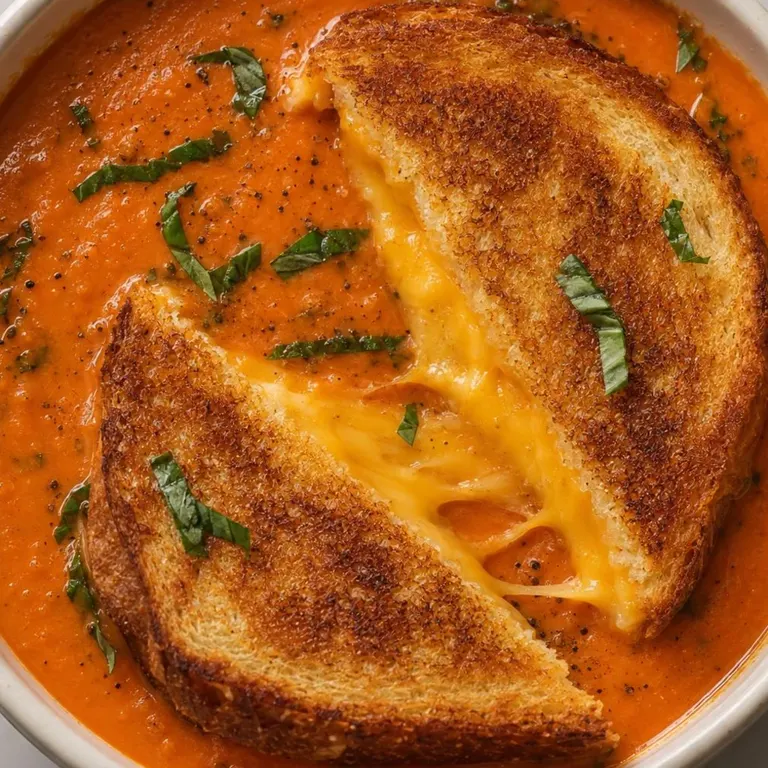 Tomato Basil Soup with Grilled Cheese
