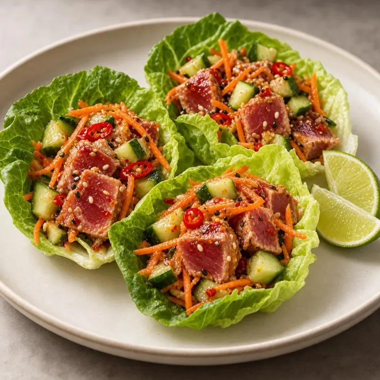 Tuna Lettuce Wraps with Cucumber & Lime