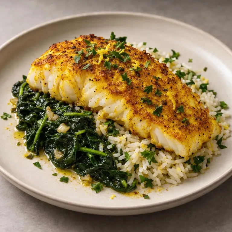 Sat: Turmeric white fish with rice