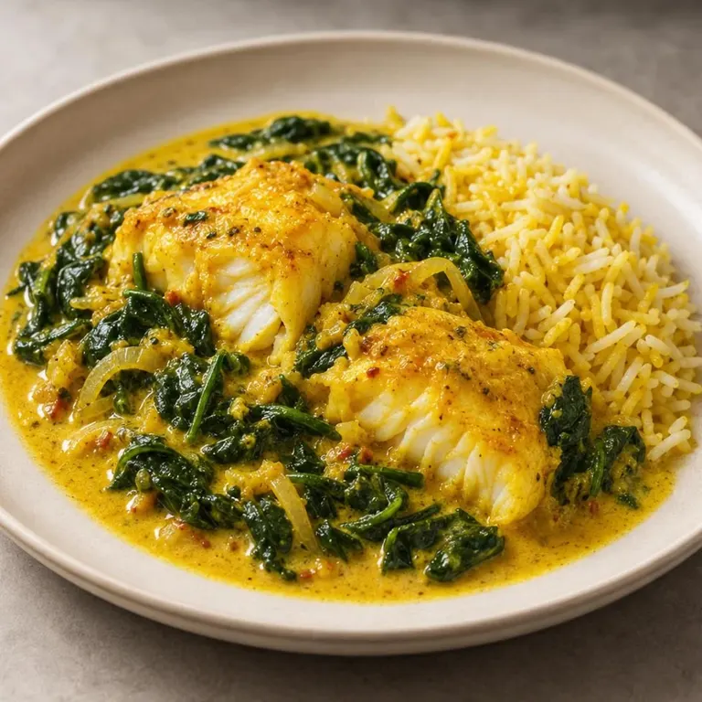 Turmeric Fish with Coconut Spinach