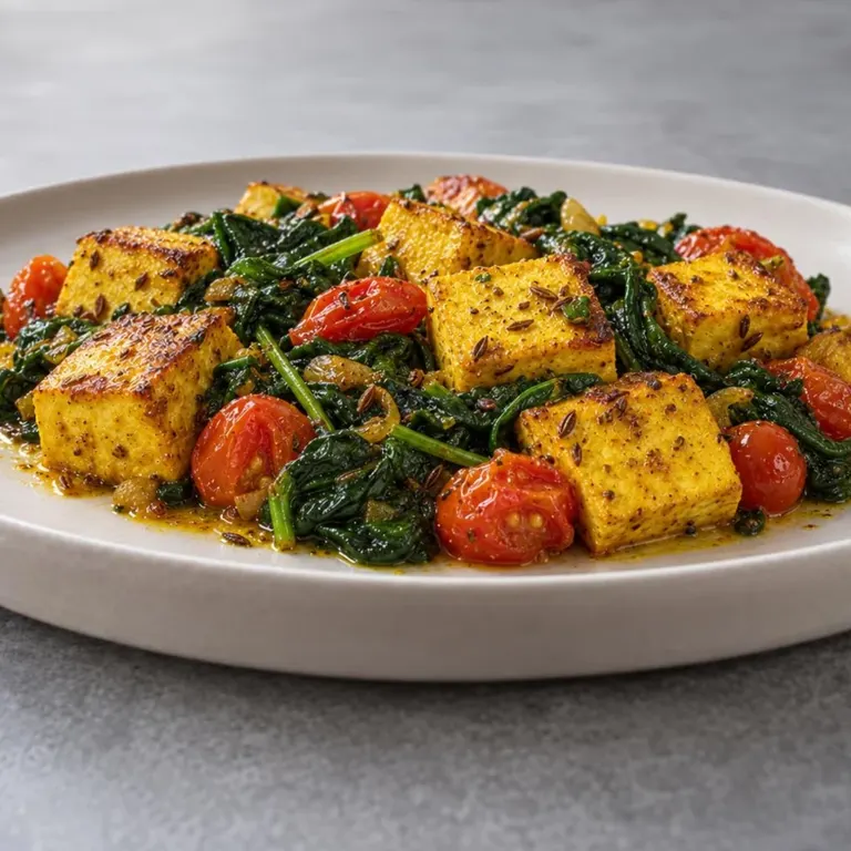 Turmeric Tofu & Spinach Skillet