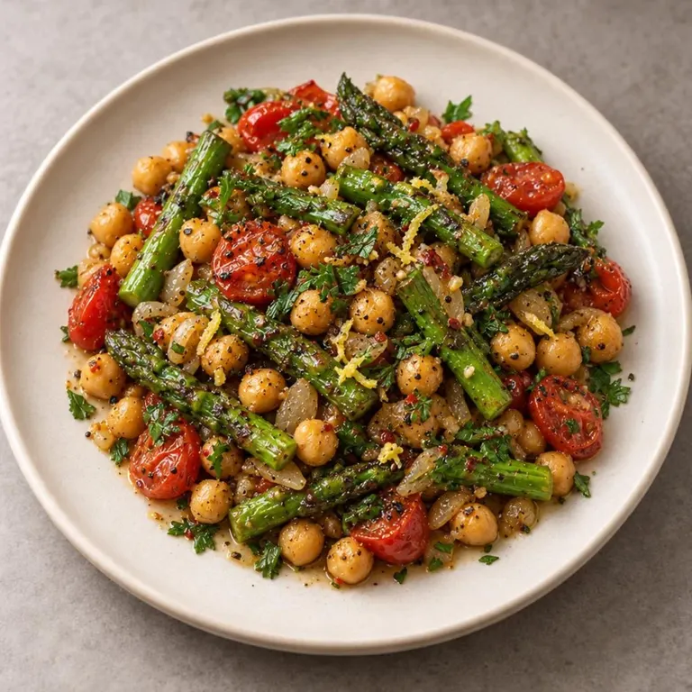 Chickpea asparagus skillet