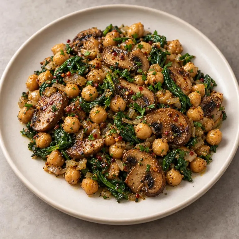 Chickpea mushrooms skillet