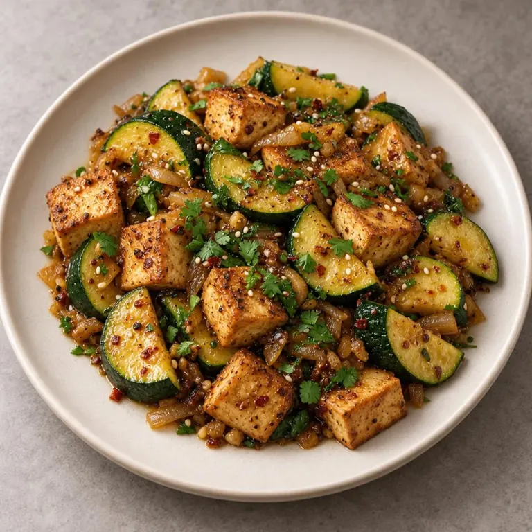Tofu zucchini skillet