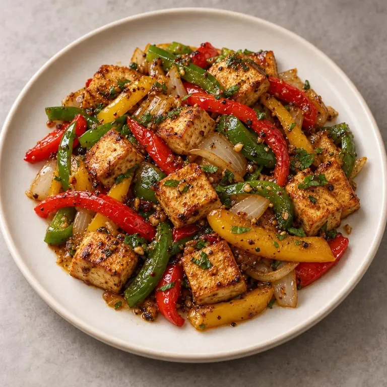 Tofu peppers skillet