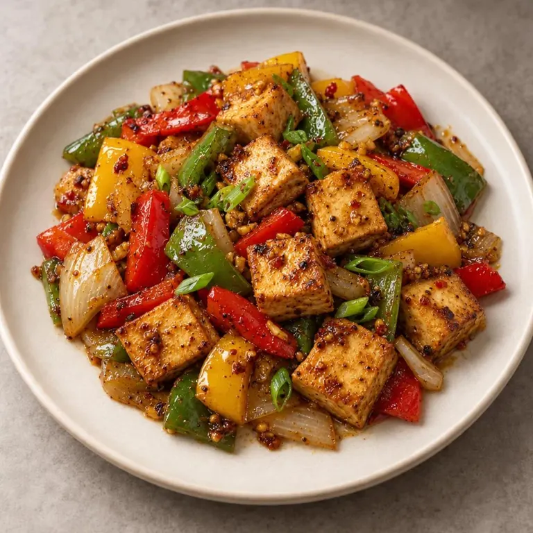 Tofu peppers skillet