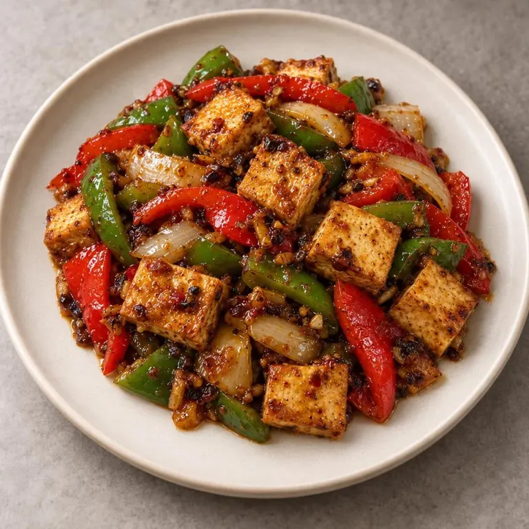 Tofu peppers skillet