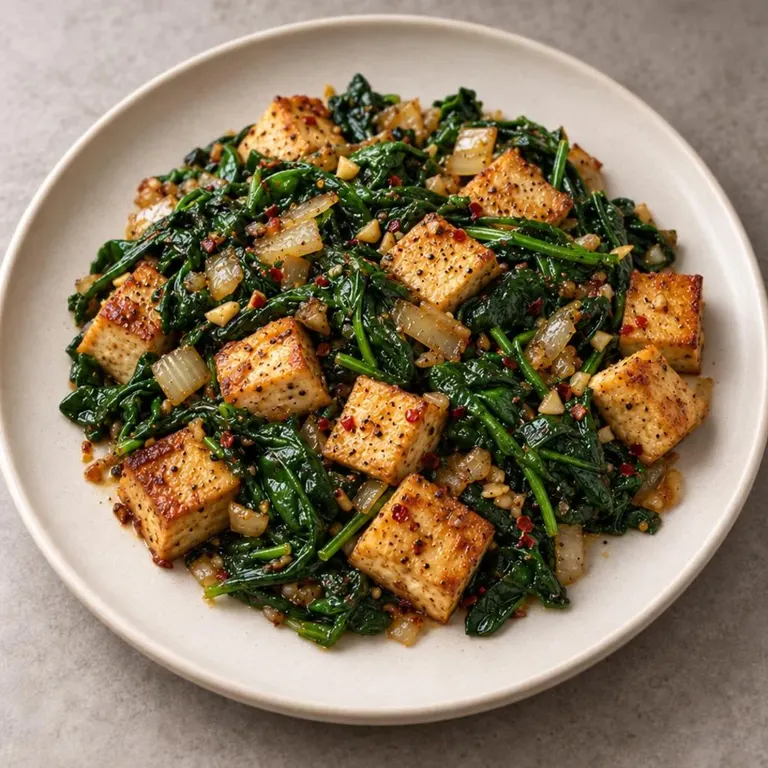 Thu: Tofu spinach skillet