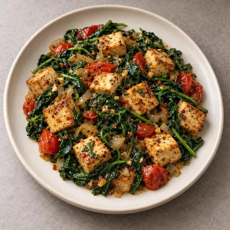 Tofu spinach skillet