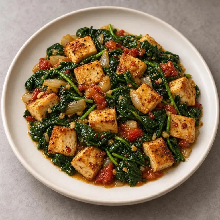Tofu spinach skillet