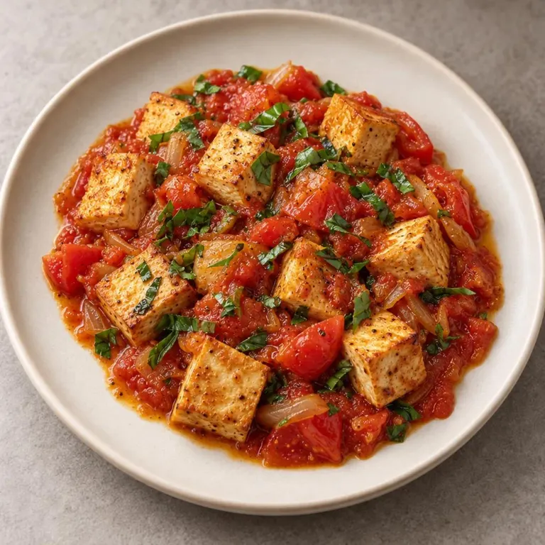 Tofu tomatoes skillet