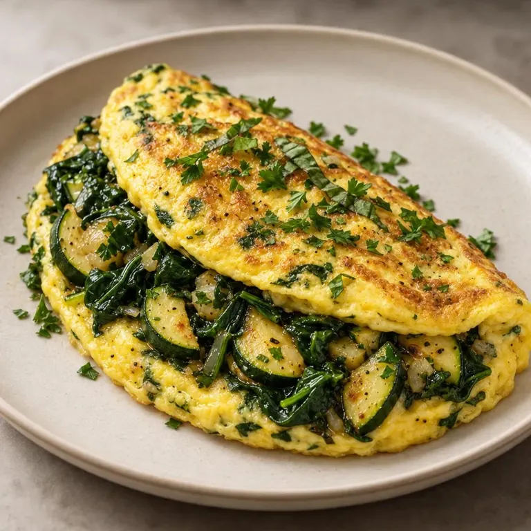 Zucchini, Spinach & Herb Omelet