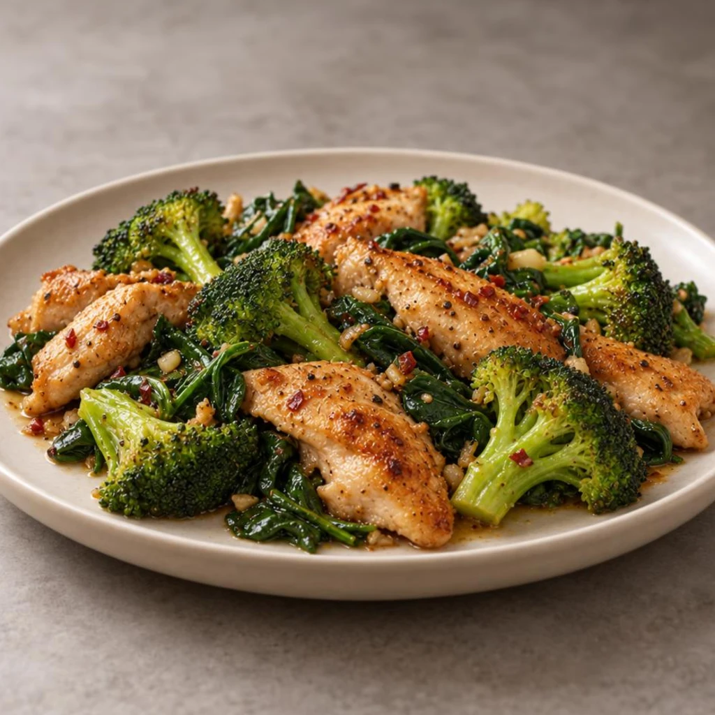 Chicken with broccoli and greens only