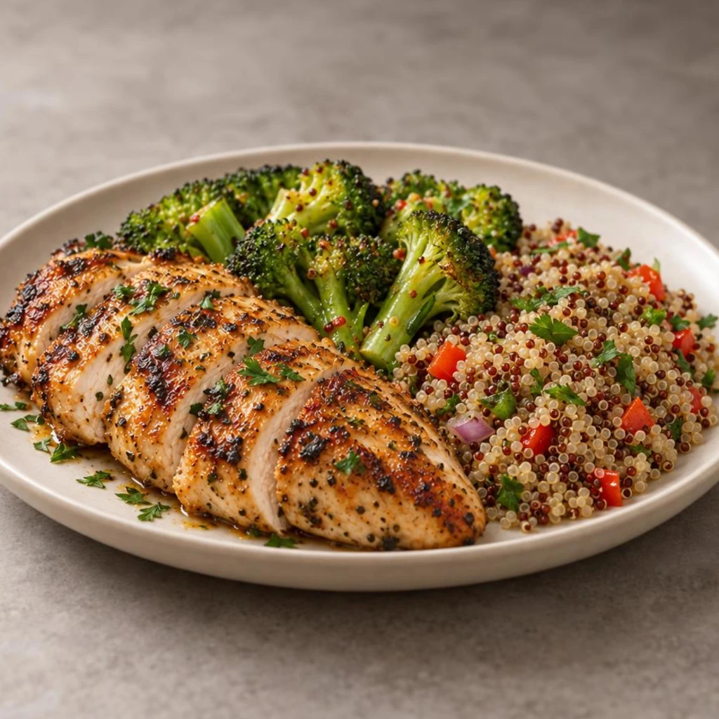 Chicken with broccoli and quinoa