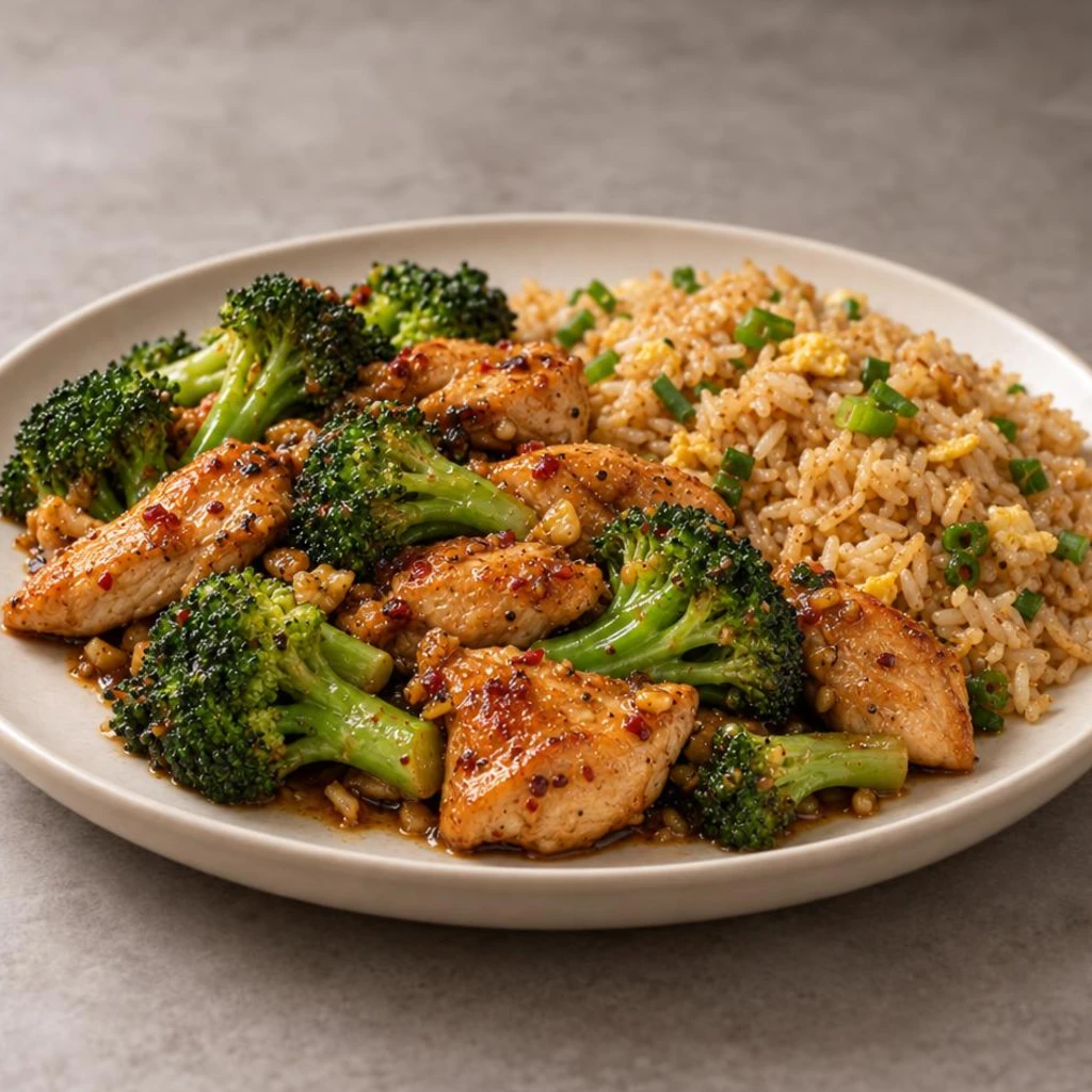 Chicken with broccoli and rice