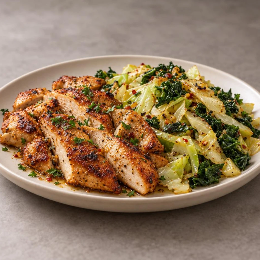 Chicken with cabbage and greens only