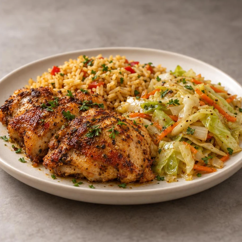 Chicken with cabbage and rice