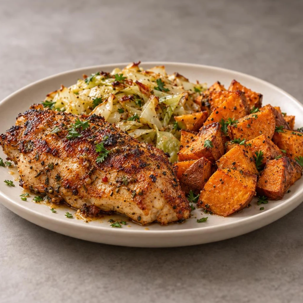 Chicken with cabbage and sweet potato