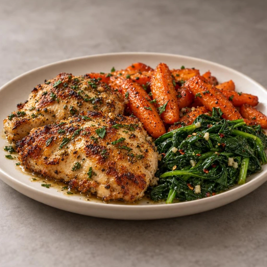 Chicken with carrots and greens only