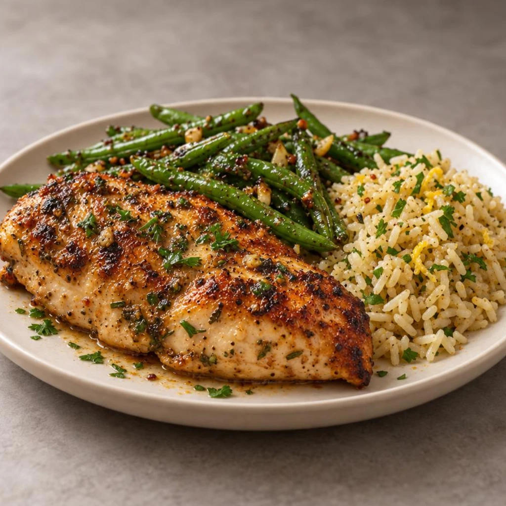 Chicken with green beans and rice