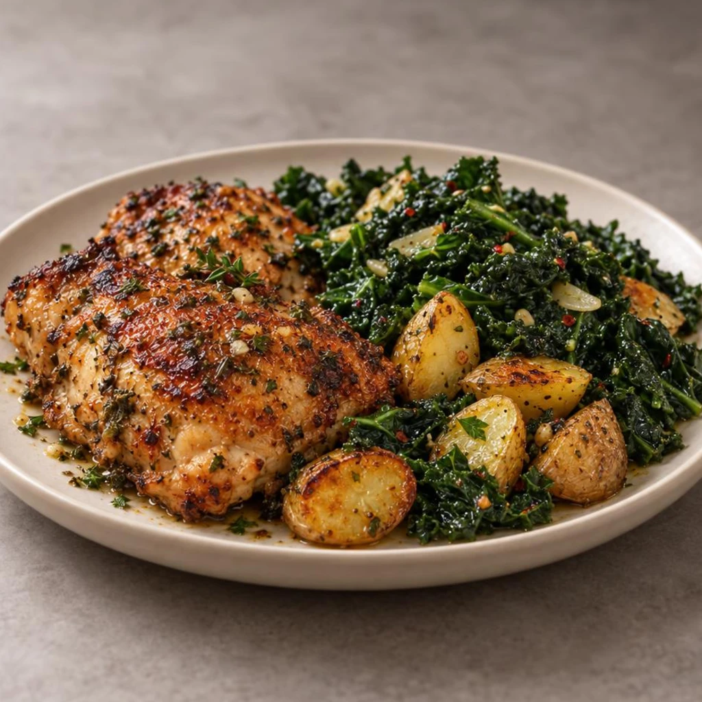Chicken with kale and potatoes