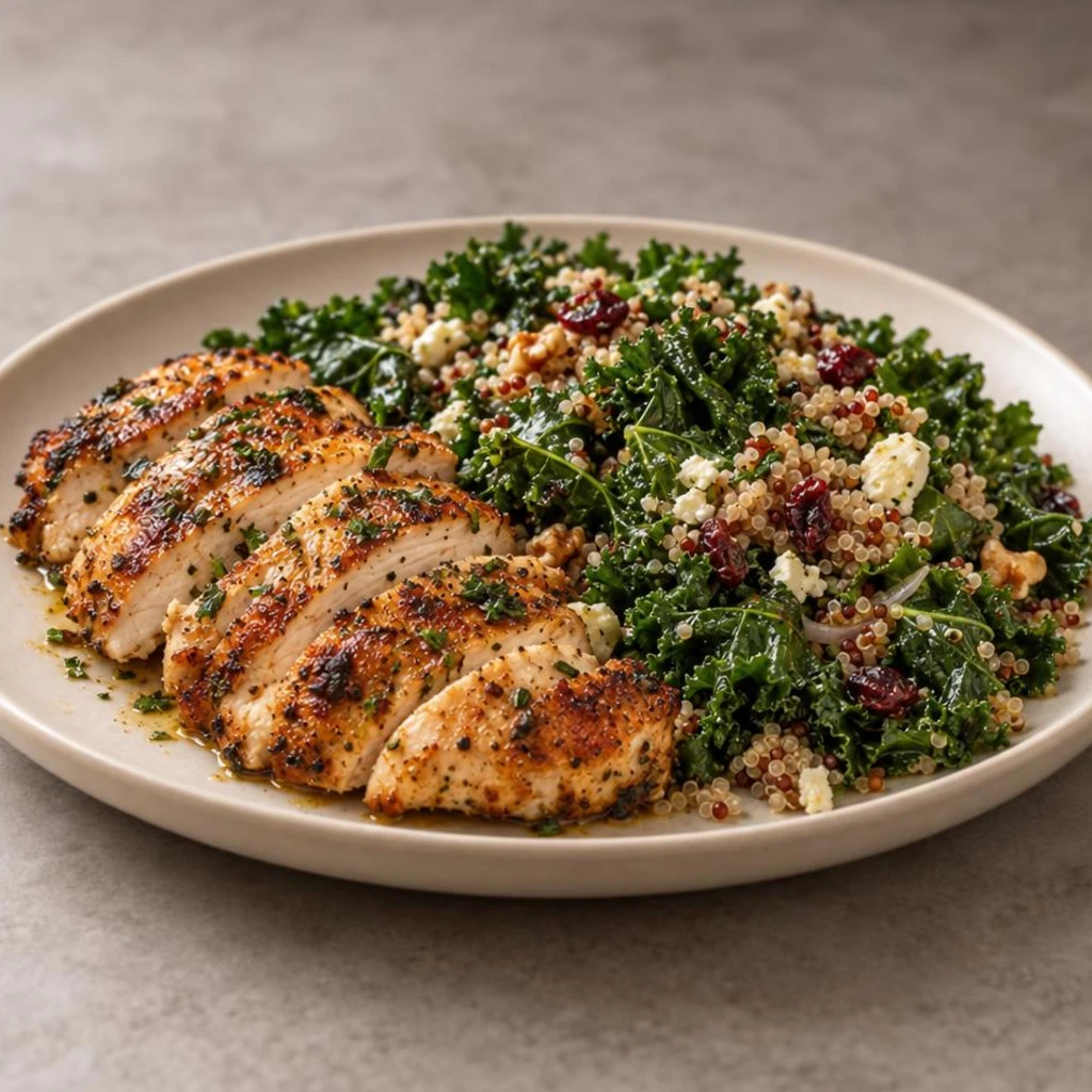 Chicken with kale and quinoa