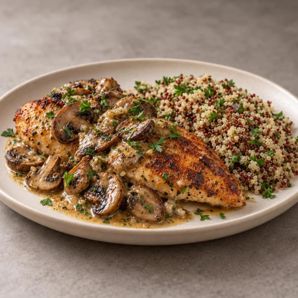 Chicken with mushrooms and quinoa