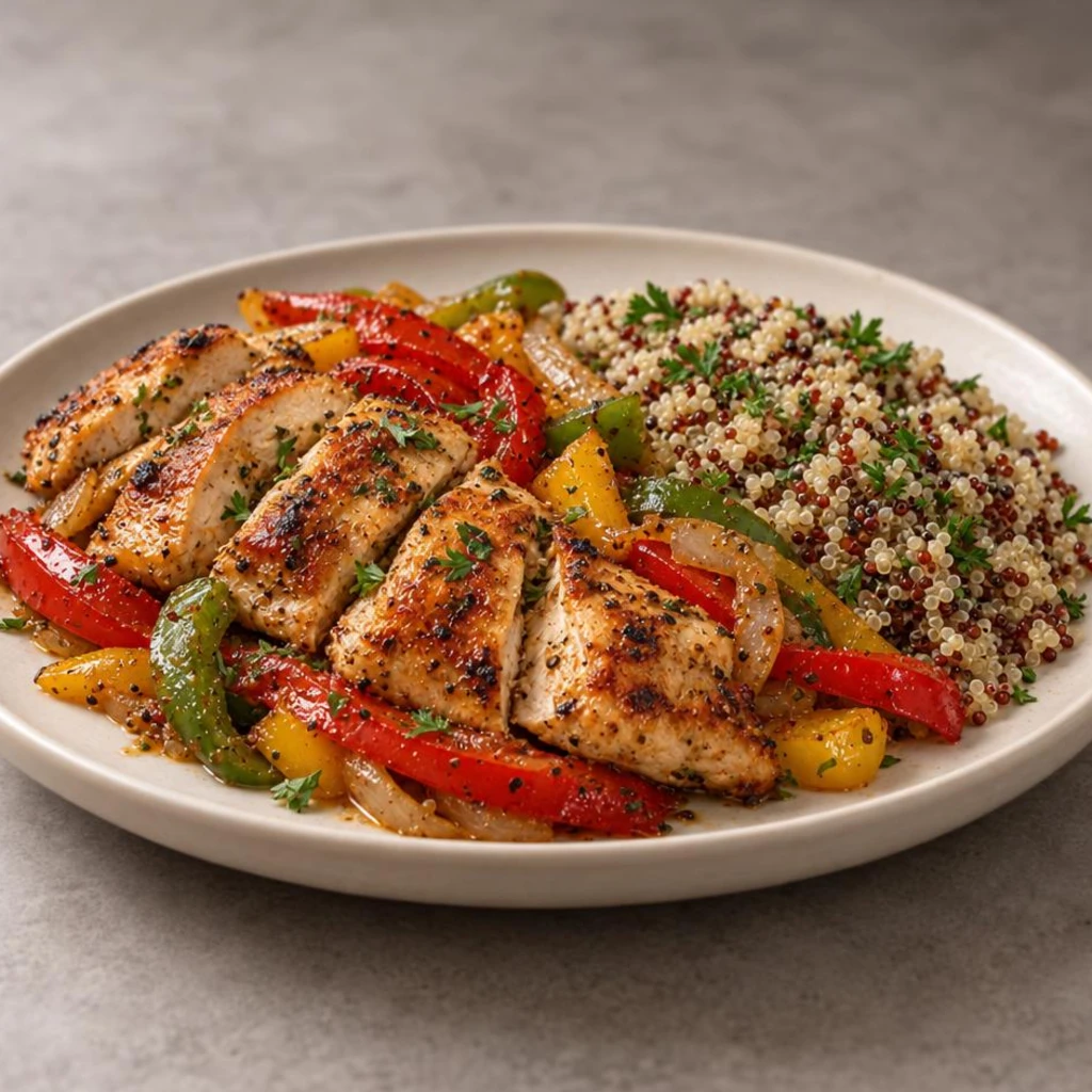 Chicken with peppers and quinoa