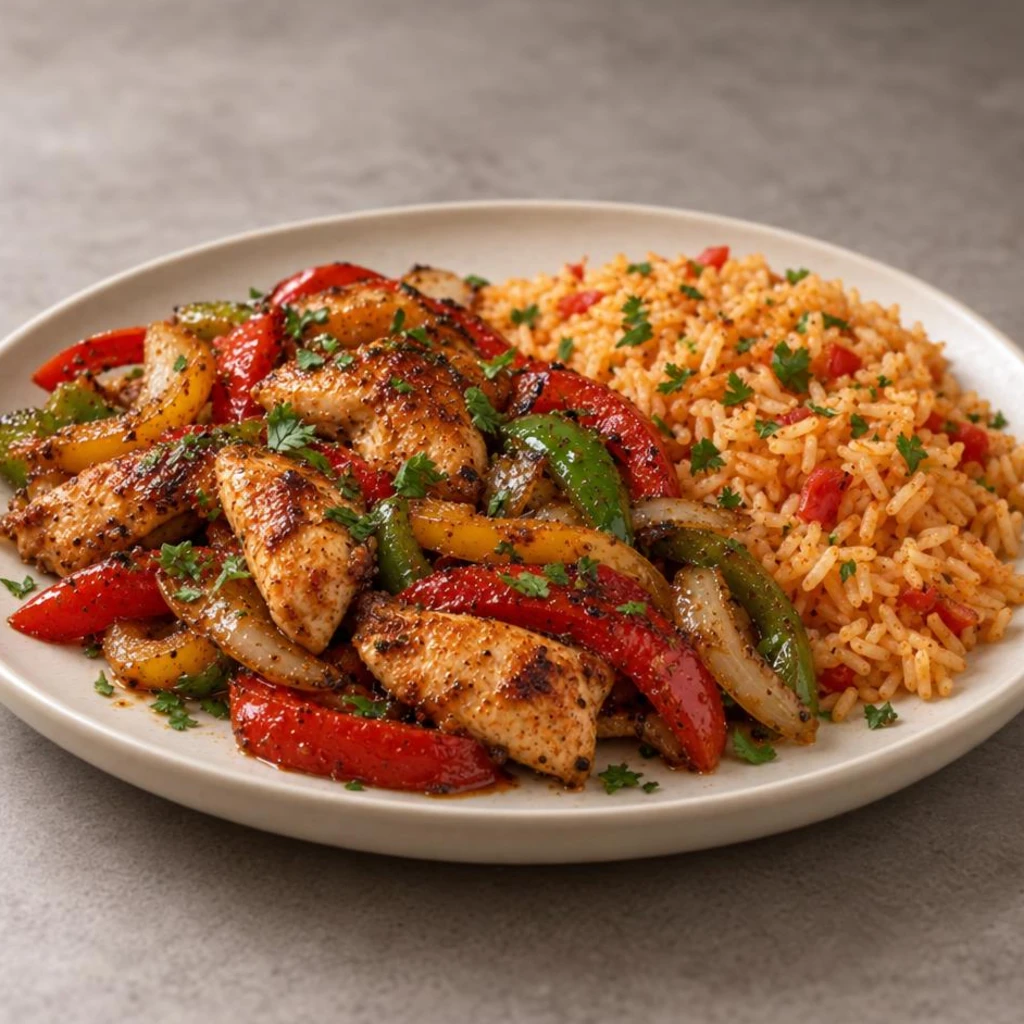 Chicken with peppers and rice
