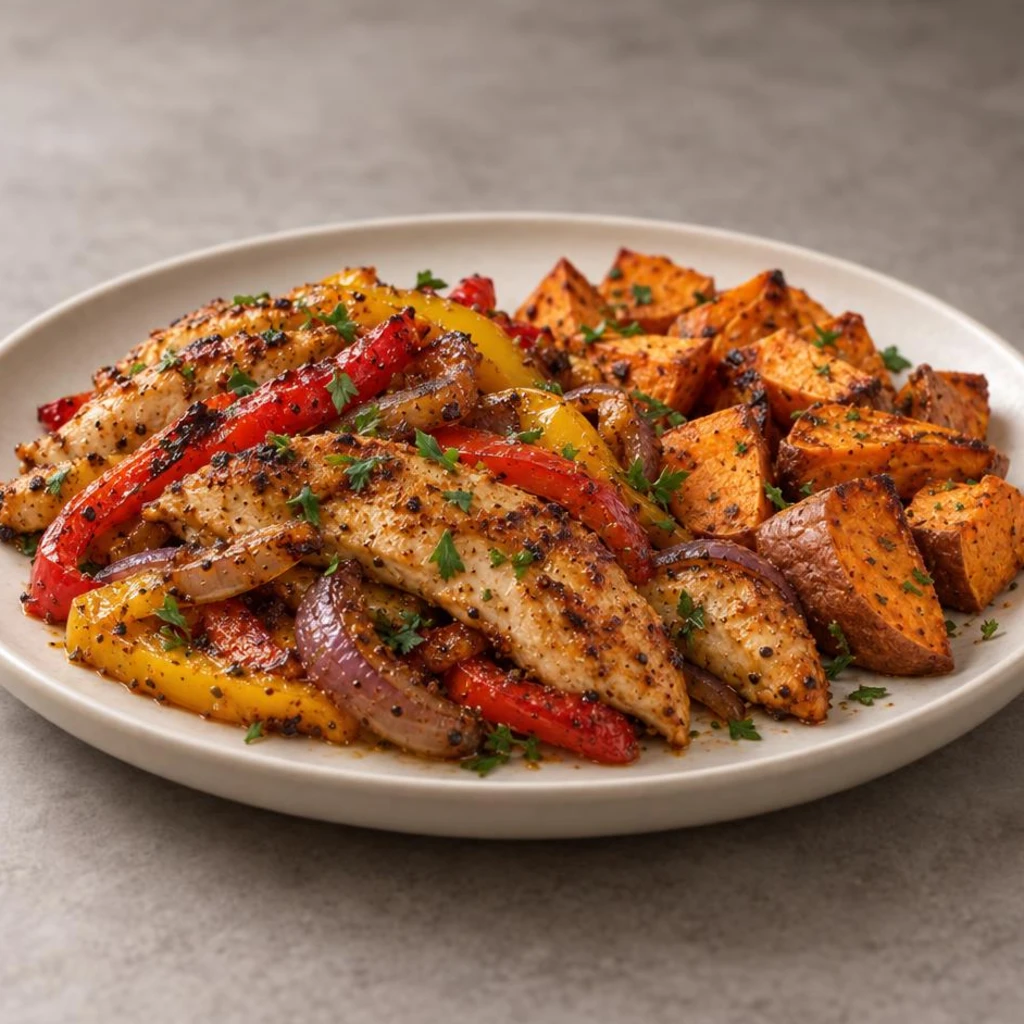 Chicken with peppers and sweet potato