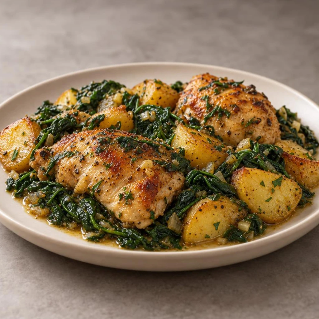 Chicken with spinach and potatoes