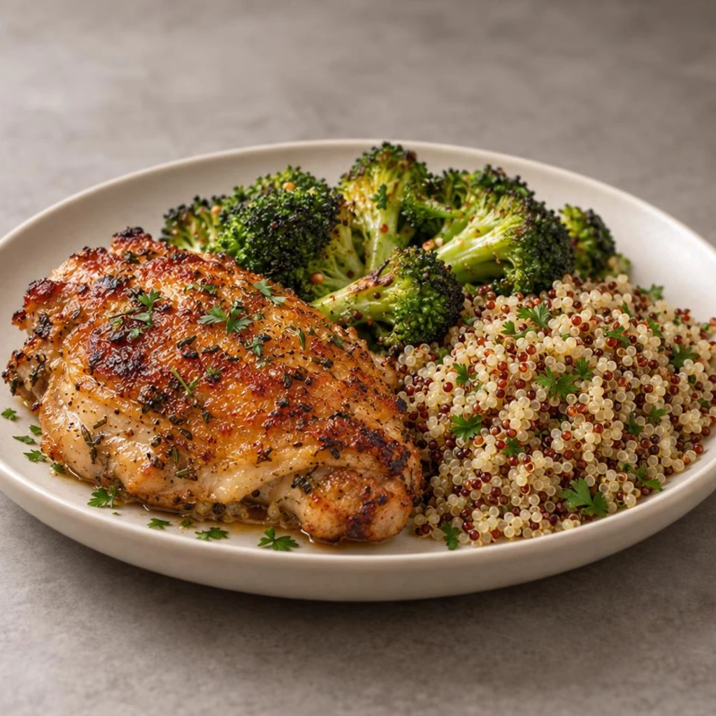 Chicken thigh with broccoli and quinoa