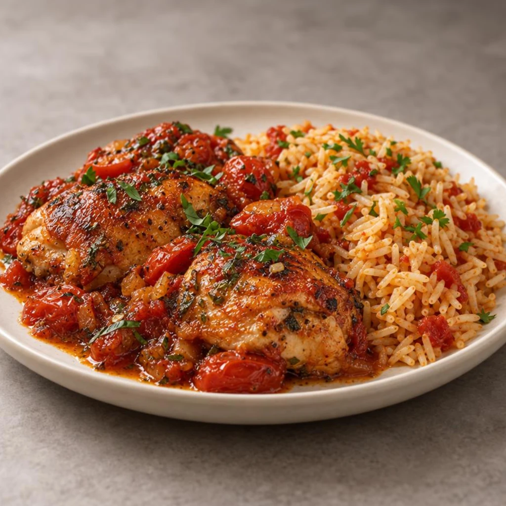 Chicken with tomatoes and rice