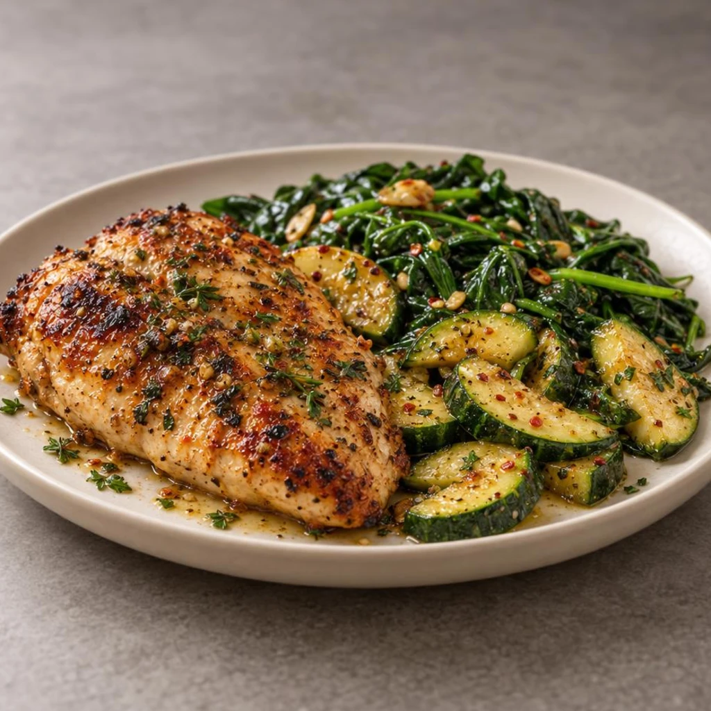 Chicken with zucchini and greens only