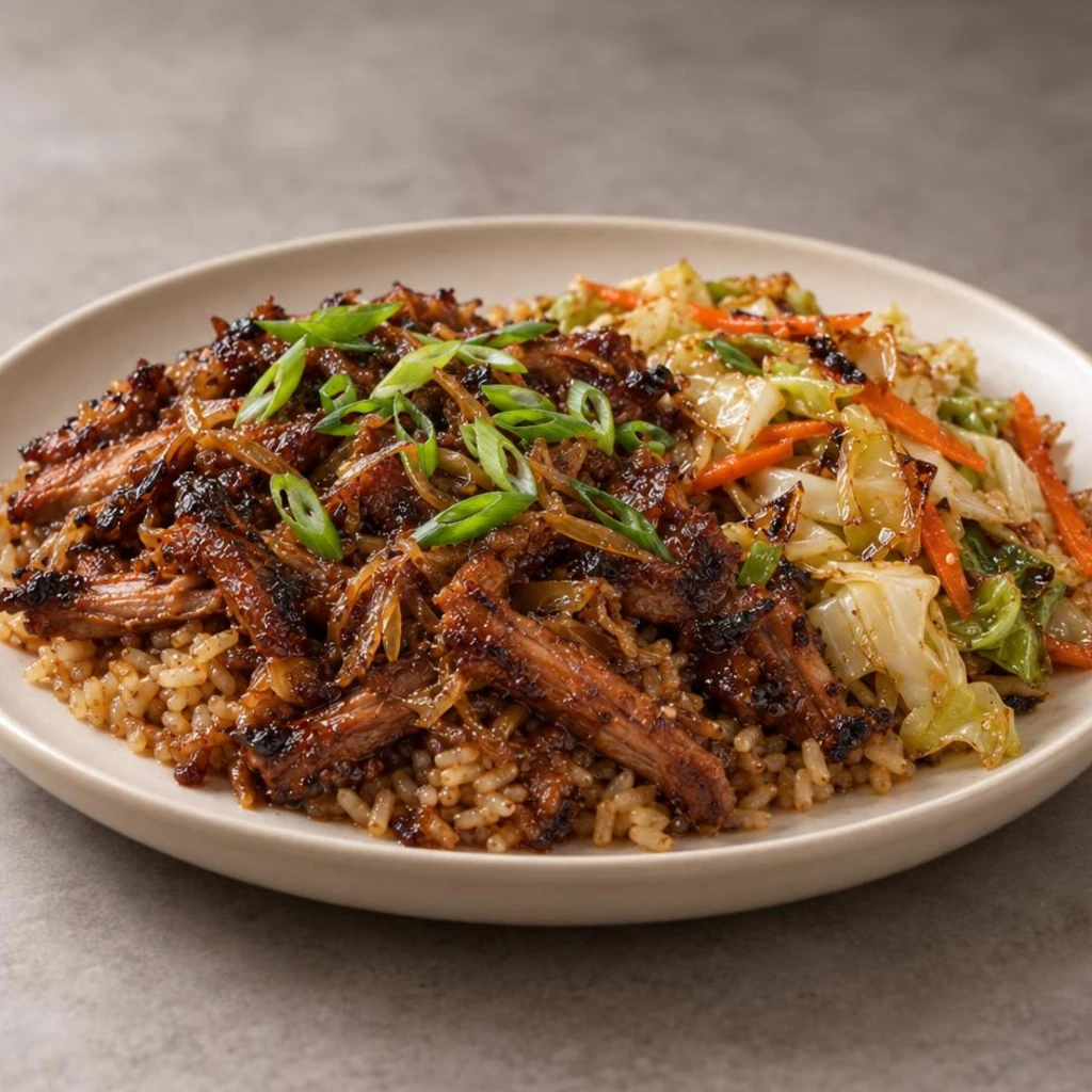 Ginger pork cabbage rice