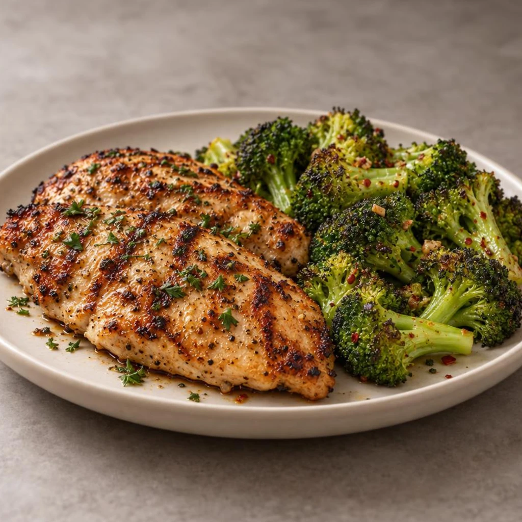 Grilled chicken and broccoli