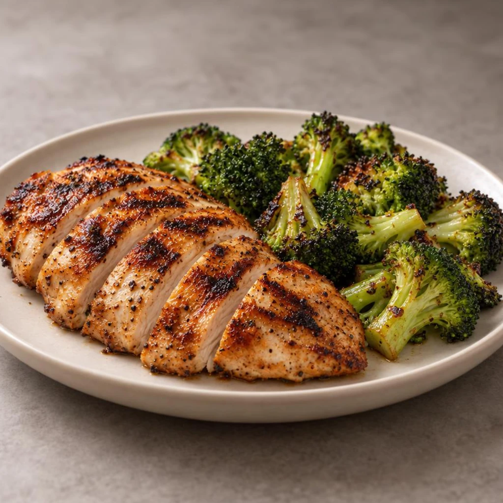 Grilled chicken and broccoli